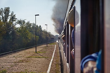 Image showing Train journey with steam locomotive