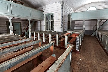 Image showing Old wooden church interior