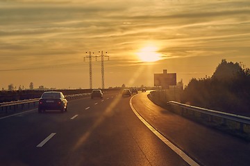 Image showing Driving in sunset