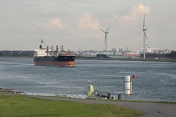 Image showing Industrial ship leaving Rotterdam