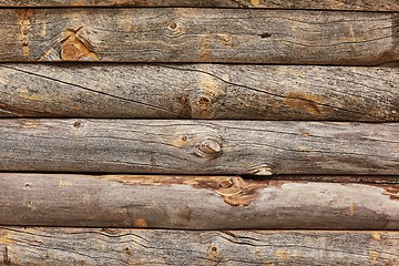 Image showing Wooden Log Wall