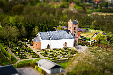 Image showing Danish church with a cemetary