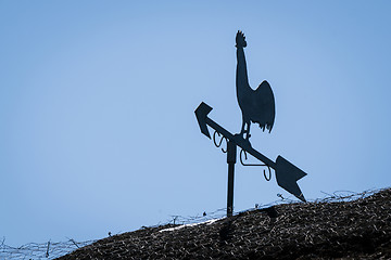 Image showing Weathervane silhouette of a rooster