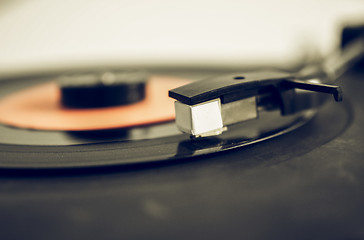 Image showing Vintage looking Vinyl record on turntable