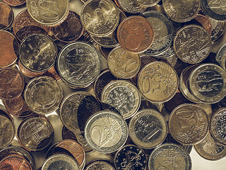 Image showing Vintage Euro coins background