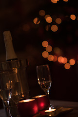 Image showing champagne on a wooden table