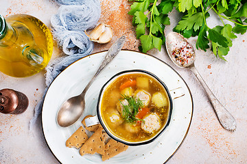 Image showing soup with meatballs