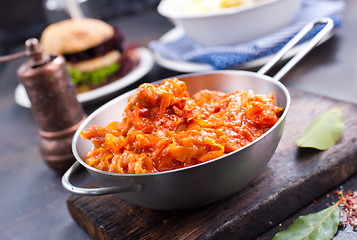 Image showing fried cabbage and mashed potato