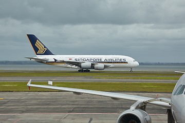 Image showing Airbus A380 Taking off