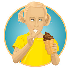 Image showing Vector girl eating ice-cream