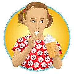 Image showing Vector girl eating ice-cream