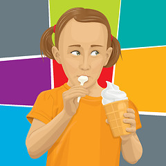 Image showing Vector girl eating ice-cream