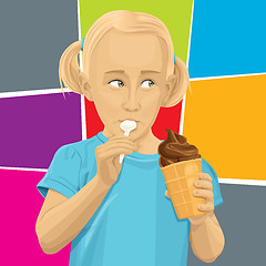 Image showing Vector girl eating ice-cream