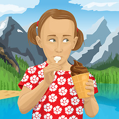 Image showing Vector girl eating ice-cream