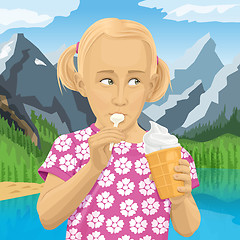 Image showing Vector girl eating ice-cream