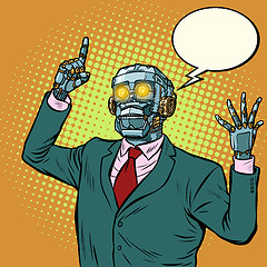 Image showing emotional speaker robot, dictatorship of gadgets