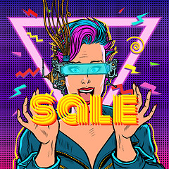 Image showing sale. online shopping. joyful woman in virtual reality