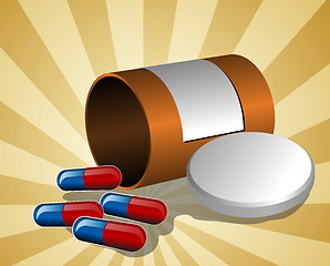 Image showing Illustration of open pillbox with pills