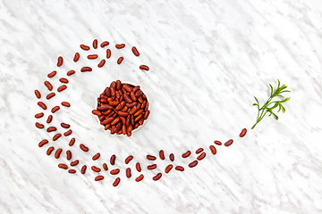 Image showing Styled red kidney beans on marble background