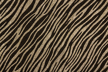 Image showing Black fabric with golden zebra pattern