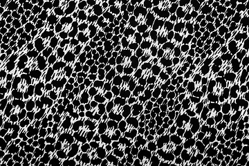 Image showing Black fabric with silver animal skin print