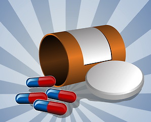 Image showing Illustration of open pillbox with pills