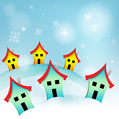 Image showing Snowy Houses Represents Household Home And Housing