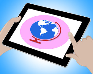 Image showing Globe Tablet Means Globalization World And Computer