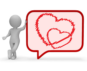 Image showing Heart Speech Bubble Means Valentines Day 3d Rendering