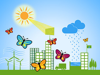 Image showing City butterflies shows downtown butterfly naturally flying