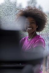 Image showing portrait of young afro american woman in gym