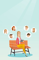 Image showing Woman surfing in the social network.