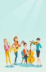 Image showing Band of musicians playing musical instruments.