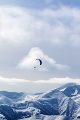 Image showing Sky gliding in winter snow mountains