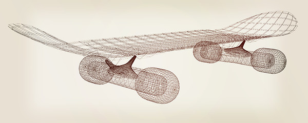 Image showing Skateboard. 3d illustration. Vintage style