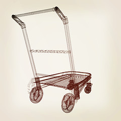 Image showing Trolley for luggage at the airport. 3D illustration.. Vintage st