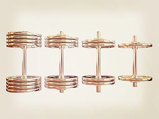 Image showing dumbbells. 3d illustration. Vintage style