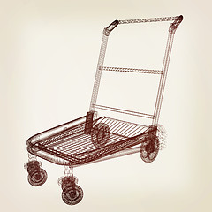Image showing Trolley for luggage at the airport. 3D illustration.. Vintage st