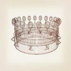 Image showing Crown. 3D illustration. Vintage style