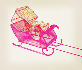 Image showing Concept of Christmas Santa sledge with gifts. 3d illustration. V