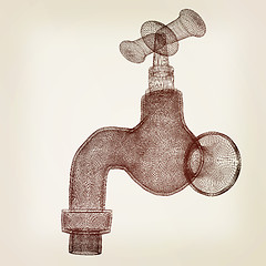 Image showing Water tap. 3d illustration. Vintage style