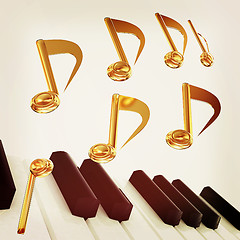 Image showing music notes  background. 3D illustration. Vintage style