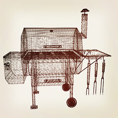 Image showing BBQ grill. 3d illustration. Vintage style