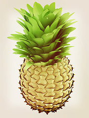 Image showing pineapple.3d illustration. Vintage style