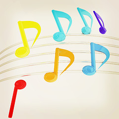 Image showing music notes  background. 3D illustration. Vintage style