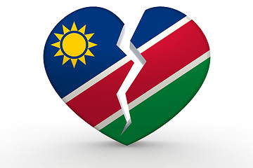 Image showing Broken white heart shape with Namibia flag