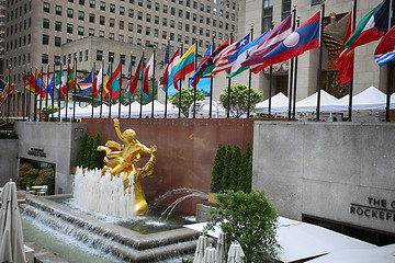 Image showing New York, USA – August 23, 2018: The golden Prometheus statue 