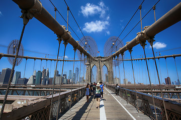 Image showing New York, USA – August 23, 2018: People on pedestrian walkway 