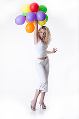 Image showing Young Woman With Balloons