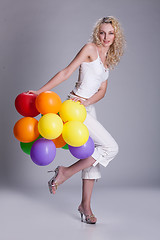 Image showing Young Woman With Balloons